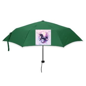 Mondeinhorn mit Blumen und Totenköpfen - Regenschirm (klein) - Flaschengrün - Vorne