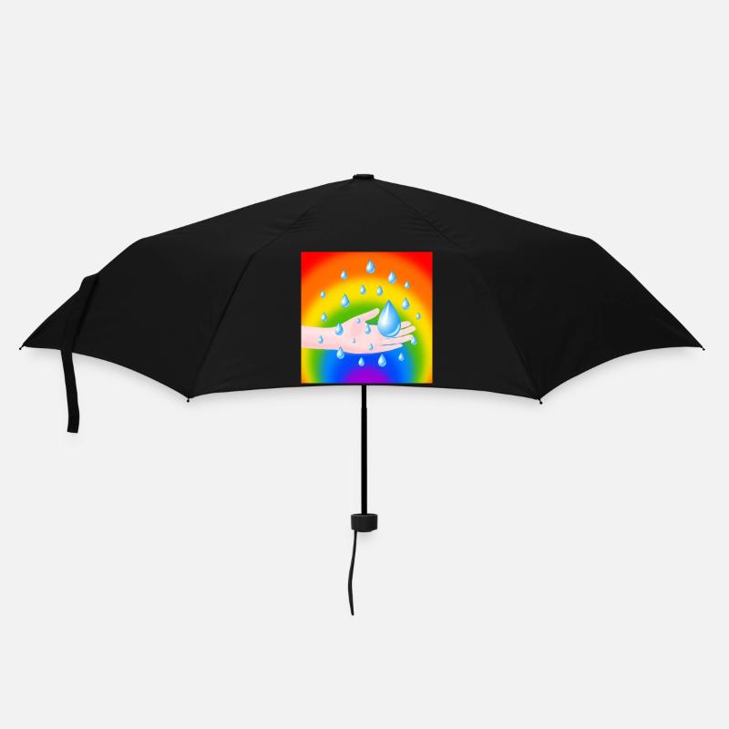 Rainbow Rain Drop and a Hand - Umbrella (small) - black