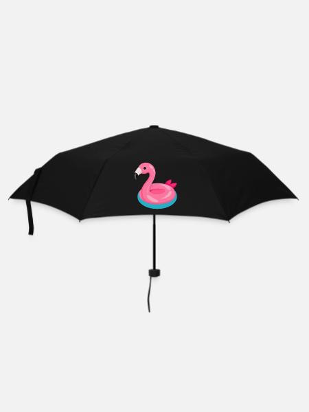 Flamingo-Schwimmschwimmer - Regenschirm (klein) - Schwarz