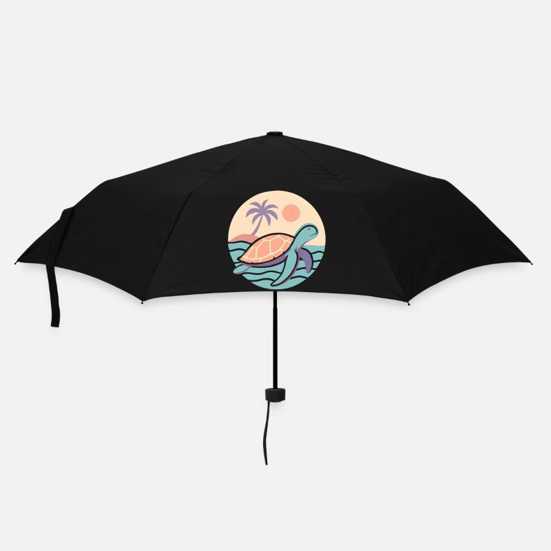 Retro turtle on the beach - Umbrella (small) - black