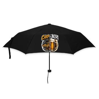 Carp And Beer Funny Fishing Design - Umbrella (small) - black - Front