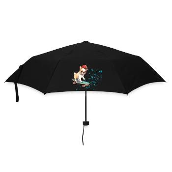 Skateboard Bulldog mit Cap - Regenschirm (klein) - Schwarz - Vorne