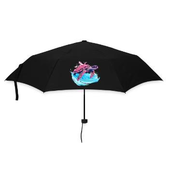 Wild pink sea turtle in wave - Umbrella (small) - black - Front