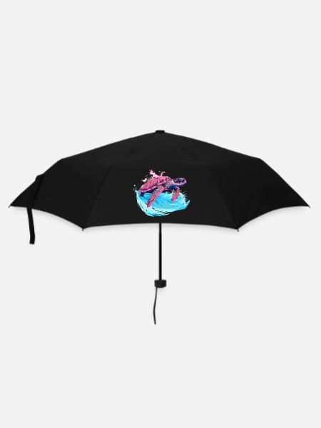 Tortue rose sauvage en vague - Parapluie standard - noir