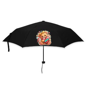 Süßer Teddybär mit gebrochenem Herzen – Liebesästhetik - Regenschirm (klein) - Schwarz - Vorne