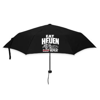 Traktor im Feld – Essen Schlafen Heuen Wiederholen - Regenschirm (klein) - Schwarz - Vorne