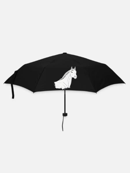 Der Kopf eines hellgrauen Abbayan-Pferdes - Regenschirm (klein) - Schwarz