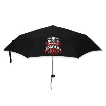 Never Underestimate A Polish Man – Polen Spruch - Regenschirm (klein) - Schwarz - Vorne