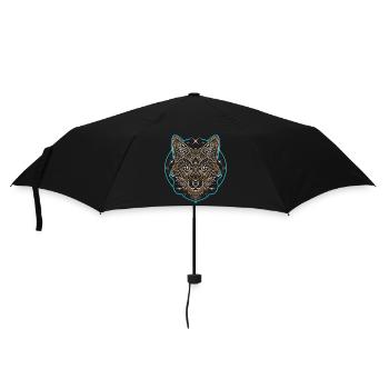 Geometrischer Fuchs Mandala Tattoo - Regenschirm (klein) - Schwarz - Vorne
