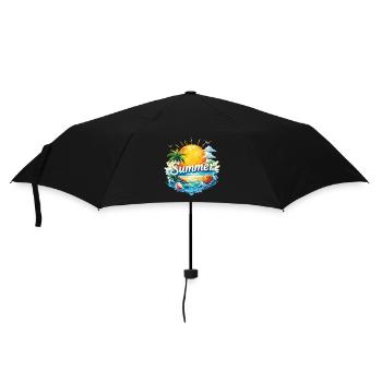 Summer Beach & Palm Trees - Umbrella (small) - black - Front