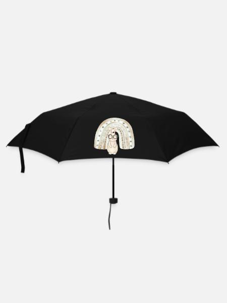 Schlaues Häschen unterm Boho-Regenbogen - Regenschirm (klein) - Schwarz