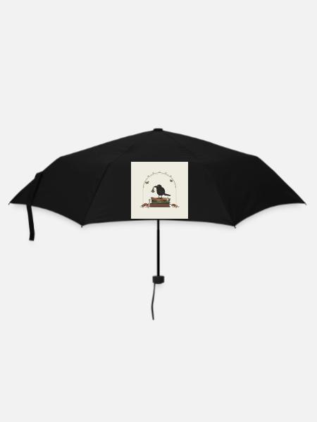 Corbeau sur des livres avec des fleurs - Parapluie standard - noir