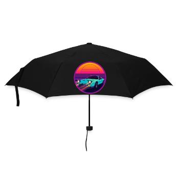 Retro-80er-Jahre-Synthwave-JDM-Stil-Sportwagendesign - Regenschirm (klein) - Schwarz - Vorne