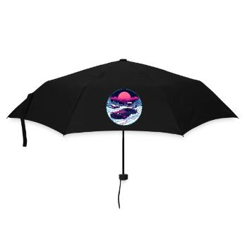 Retro 80s JDM Winter Drift AE86 Synthwave Art - Umbrella (small) - black - Front