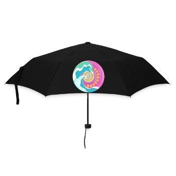 Motif surfskate en rose jaune avec des vagues - Parapluie standard - noir - Devant
