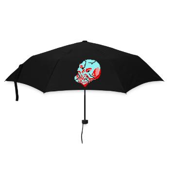 8bit neon skull - Regenschirm (klein) - Schwarz - Vorne
