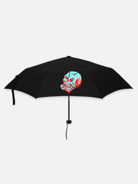 8bit neon skull - Umbrella (small) - black