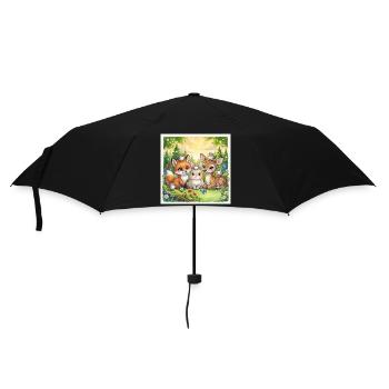 Amis mignons des bois – Fantasme Renard, Lapin et Cerf - Parapluie standard - noir - Devant