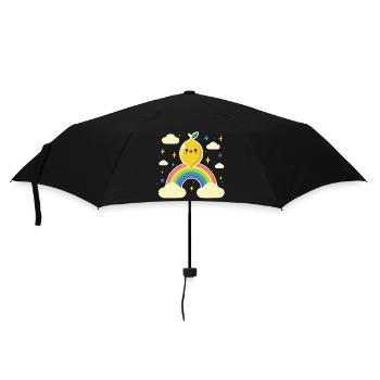 Kawaii Zitronenregenbogen - Regenschirm (klein) - Schwarz - Vorne