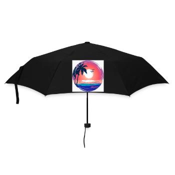 Sonnenuntergangs-Palmenkreis Ozean-Leuchten - Regenschirm (klein) - Schwarz - Vorne