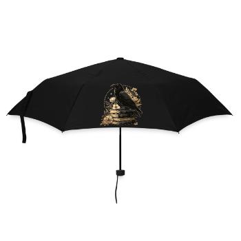 Rabe auf Büchern - Regenschirm (klein) - Schwarz - Vorne