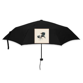 Pferd - Regenschirm (klein) - Schwarz - Vorne