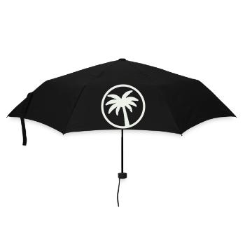 Palmen Silhouette Tropen Emblem - Regenschirm (klein) - Schwarz - Vorne