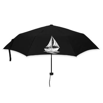Modernes sportliches Segelboot mit klaren Konturen - Regenschirm (klein) - Schwarz - Vorne