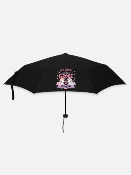 Ich werde eine Große Schwester – Einhorn Duo - Regenschirm (klein) - Schwarz