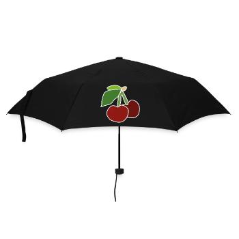 Red Cherries – Fruity Pop Illustration - Umbrella (small) - black - Front