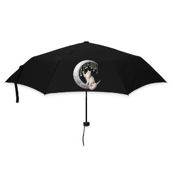 Moon Cat and Stars - Umbrella (small) - black - Front
