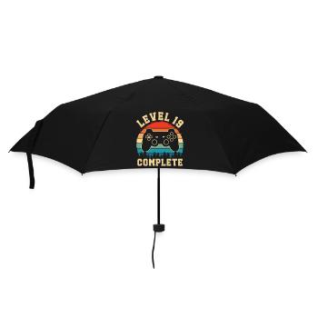 Level 19 complete – 19 Year Old Gamer Gift - Umbrella (small) - black - Front