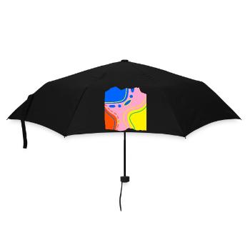 Abstraktes Farbfluss Kunstwerk - Regenschirm (klein) - Schwarz - Vorne