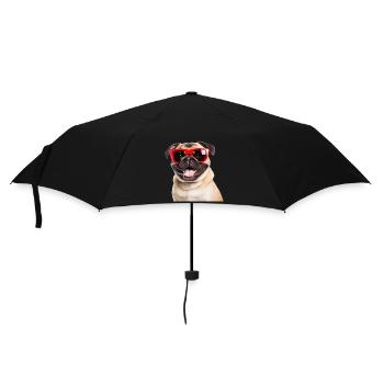 Cool pug with red sunglasses - Umbrella (small) - black - Front
