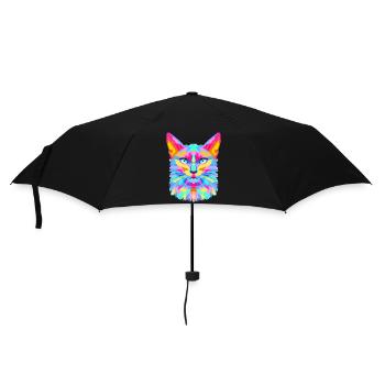 Geometrischer Katzenburst - Regenschirm (klein) - Schwarz - Vorne