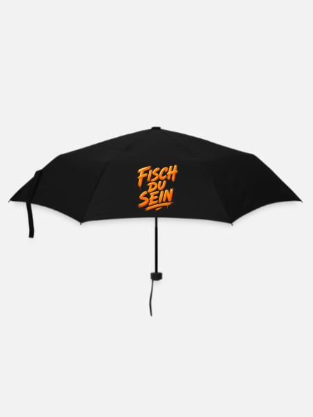 Fisch du sein Angler Spruch - Regenschirm (klein) - Schwarz