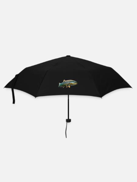 Forelle fischen - Regenschirm (klein) - Schwarz