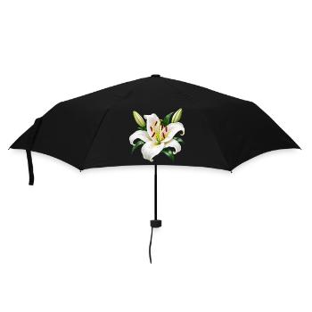 Weiße Lilie mit Grünem Blattwerk - Regenschirm (klein) - Schwarz - Vorne