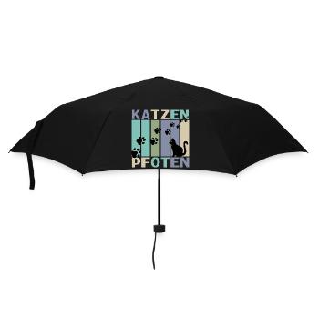 Katzen Pfoten Retro Design - Regenschirm (klein) - Schwarz - Vorne