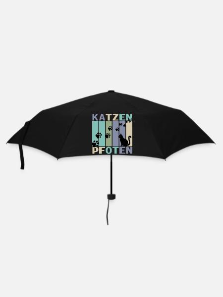 Katzen Pfoten Retro Design - Regenschirm (klein) - Schwarz