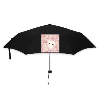 Pastellrosa süße Katze - Regenschirm (klein) - Schwarz - Vorne