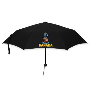 Ananas Banana Wortwitz – Lustiger Früchte Humor - Regenschirm (klein) - Schwarz - Vorne