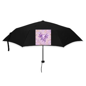 Axolotl Purple Metallic auf Goldmarmor - Regenschirm (klein) - Schwarz - Vorne