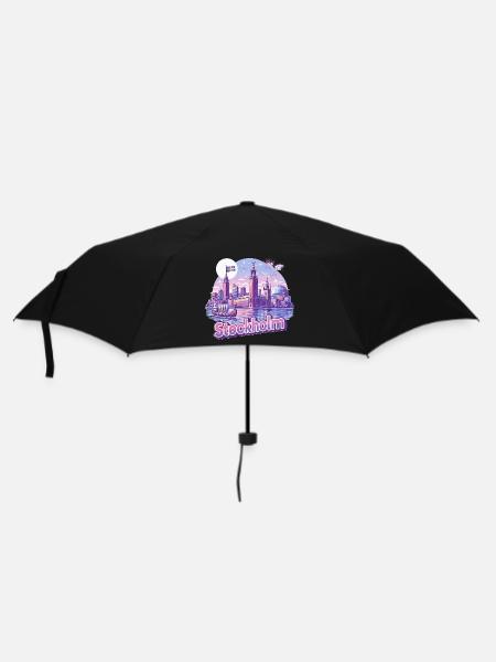 Stockholm Skyline Pink – Stolz & Souvenir Spruch - Regenschirm (klein) - Schwarz