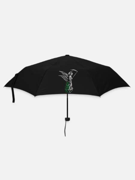 Engel Statue mit Sense und Efeu - Regenschirm (klein) - Schwarz