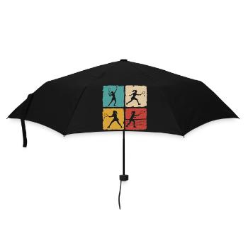 Retro Tennisspielerin Vintage Grunge Design - Regenschirm (klein) - Schwarz - Vorne