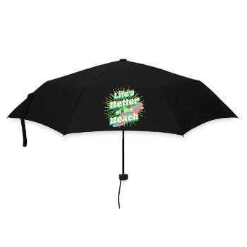 Lifes Better At The Beach Surfen Sommer Strand - Regenschirm (klein) - Schwarz - Vorne