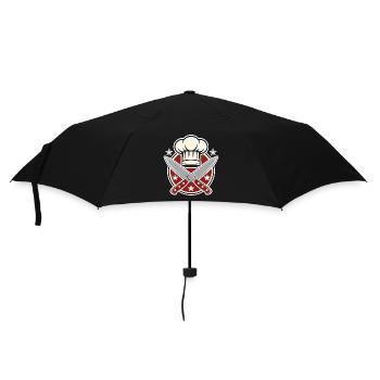 Retro Kochmesser Chefkoch Mütze Emblem Shirt - Regenschirm (klein) - Schwarz - Vorne