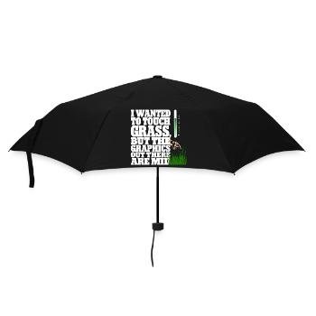 Touching Grass Gamer Shirt | Lustiges Nerd Gaming - Regenschirm (klein) - Schwarz - Vorne