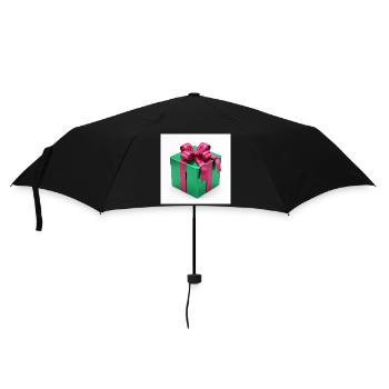 Grünes Geschenkpaket - Regenschirm (klein) - Schwarz - Vorne